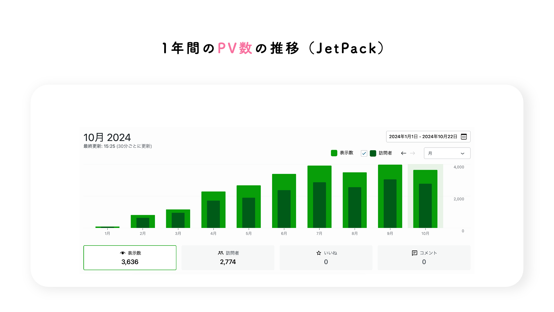 1年間のPV数の推移の画像